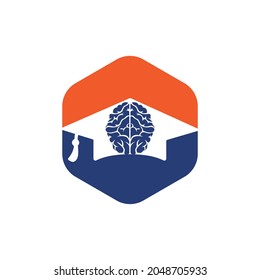 Brain and graduation cap icon design. Educational and institutional logo design.