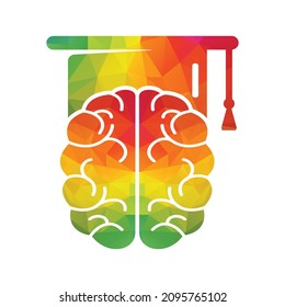 Brain and graduation cap icon design. Educational and institutional logo design.