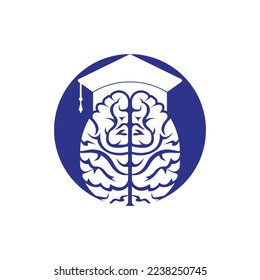 Brain and graduation cap icon design. Educational and institutional logo design.