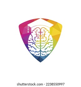 Diseño del icono del tapón de cerebro y graduación. Diseño de logotipo educativo e institucional.	