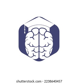 Brain and graduation cap icon design. Educational and institutional logo design.	