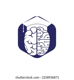 Brain and graduation cap icon design. Educational and institutional logo design.