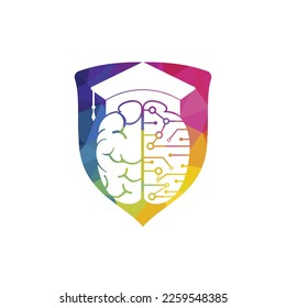 Brain and graduation cap icon design. Educational and institutional logo design.