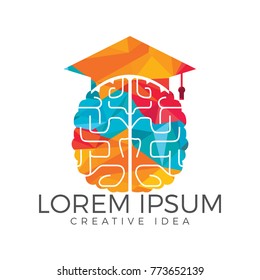 Brain and graduation cap icon design. Educational and institutional logo design.