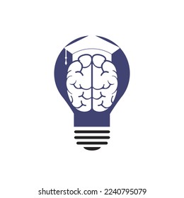 Brain and graduation cap with lightbulb icon design. Educational and institutional logo design.	