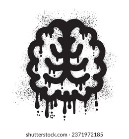 Brain graffiti with black spray paint