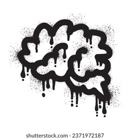 Brain graffiti with black spray paint