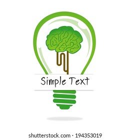 Brain green bulb, concept save world.