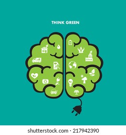 Brain green icon