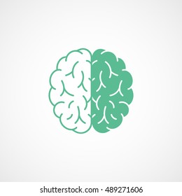 Brain Green Line Icon On White Background