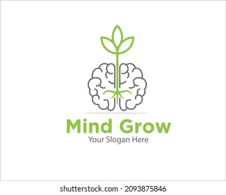 brain grow tree logo designs for mental health logo and consulting