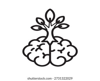 Cerebro con árbol en crecimiento que simboliza el crecimiento y las ideas