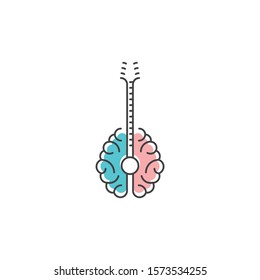 brain guitar logo icon vector