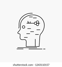 brain, hack, hacking, key, mind Line Icon. Vector isolated illustration