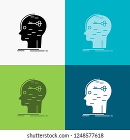 brain, hack, hacking, key, mind Icon Over Various Background. glyph style design, designed for web and app. Eps 10 vector illustration