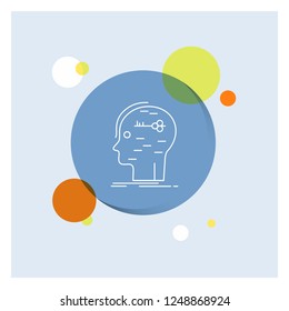 brain, hack, hacking, key, mind White Line Icon colorful Circle Background