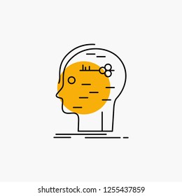 brain, hack, hacking, key, mind Line Icon