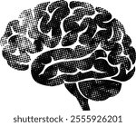 Brain halftone grunge vector art