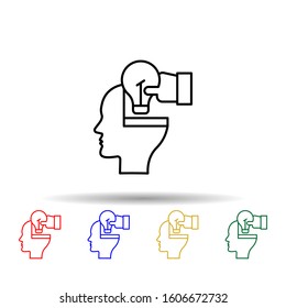 Brain, Hand, bulb multi color style icon. Simple thin line, outline vector of creative thinking icons for ui and ux, website or mobile application