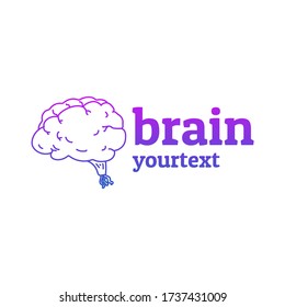brain hand drawn logo design. gradient color