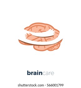 brain with hand embrace