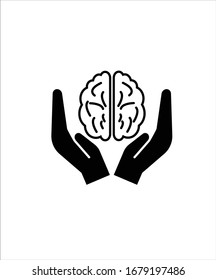 brain with hand flat icon,vector best flat design icon.