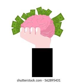 brain in hand. Human brains and money. Business idea concept
