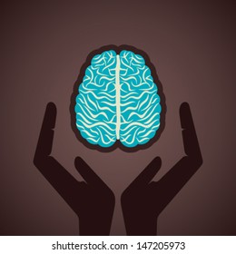 brain in hand or save intelligence concept stock vector