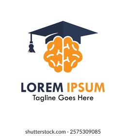 Brain and hat graduation logo template illustration