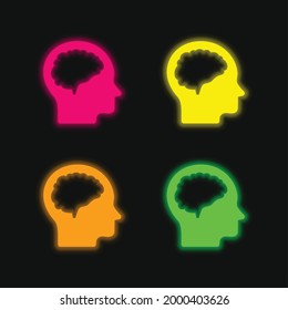 Icono de vector de neón brillante de cuatro colores