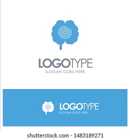 Brain, Head, Hypnosis, Psychology Blue Solid Logo with place for tagline