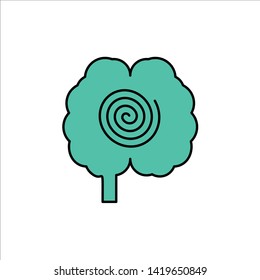 Brain, Head, Hypnosis, Psychology  Flat Color Icon. Vector icon banner Template