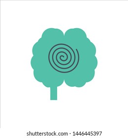 Brain, Head, Hypnosis, Psychology  Flat Color Icon. Vector icon banner Template