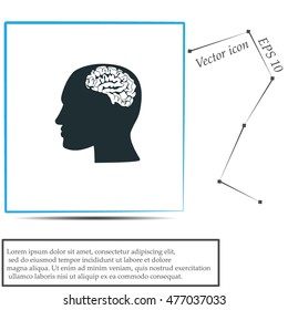 Brain in head icon