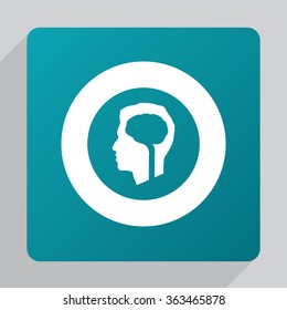 brain head icon, on white background