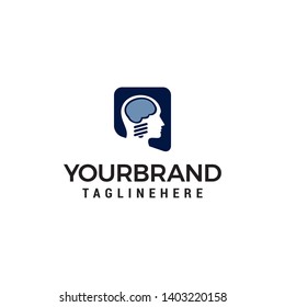 brain head logo design concept template vector