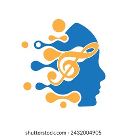 Plantilla de vector de diseño de silueta de logotipo de cabeza y cerebro
