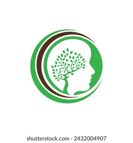 Brain and head Logo silhouette design vector template