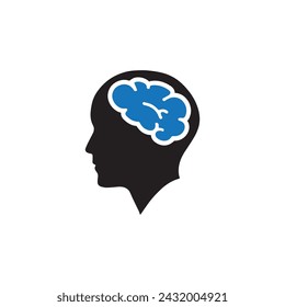 Brain and head Logo silhouette design vector template