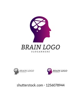Brain Head Logo Vector Template. Man head. People symbols. Mind Logo Concepts