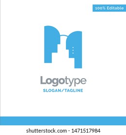 Brain, Head, Mind, Transfer Blue Solid Logo Template. Place for Tagline