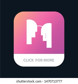Brain, Head, Mind, Transfer Mobile App Button. Android and IOS Glyph Version. Vector Icon Template background
