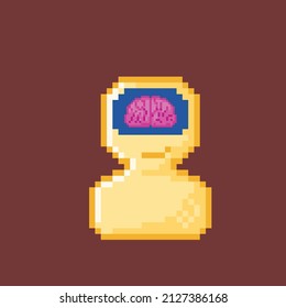 brain in head with pixel style