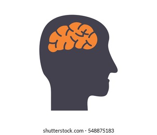 brain head silhouette brain think mind genius image vector icon logo