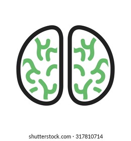 Brain, head, skull icon vector image. Can also be used for halloween, celebration, observances and holidays. Suitable for mobile apps, web apps and print media.