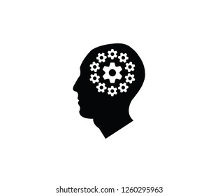 Brain head symbol intelligence icon skull 