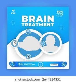 Brain with Head symbol vector icon or Social Media Post template