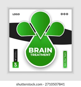 Cerebro con el ícono del Vector del símbolo de la cabeza o la Plantilla de la publicación en las redes sociales
