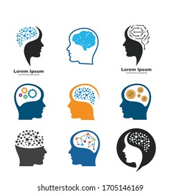 brain head vector illustration design template set