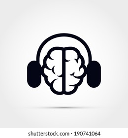 Brain with headphones